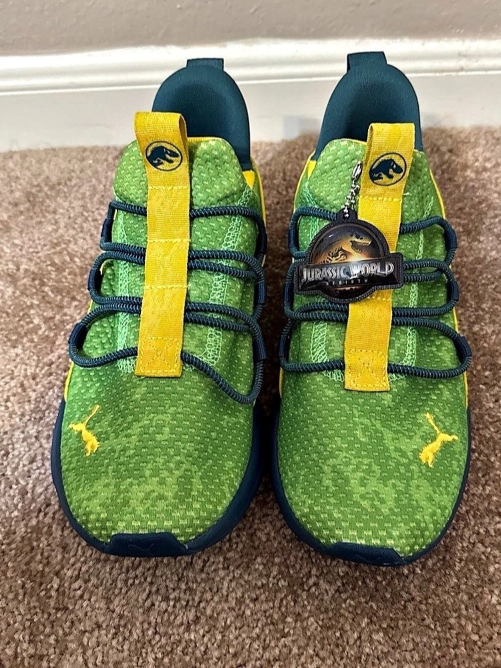 Puma Jurassic World Green & Yellow Sneakers Kids US 5 NWOT